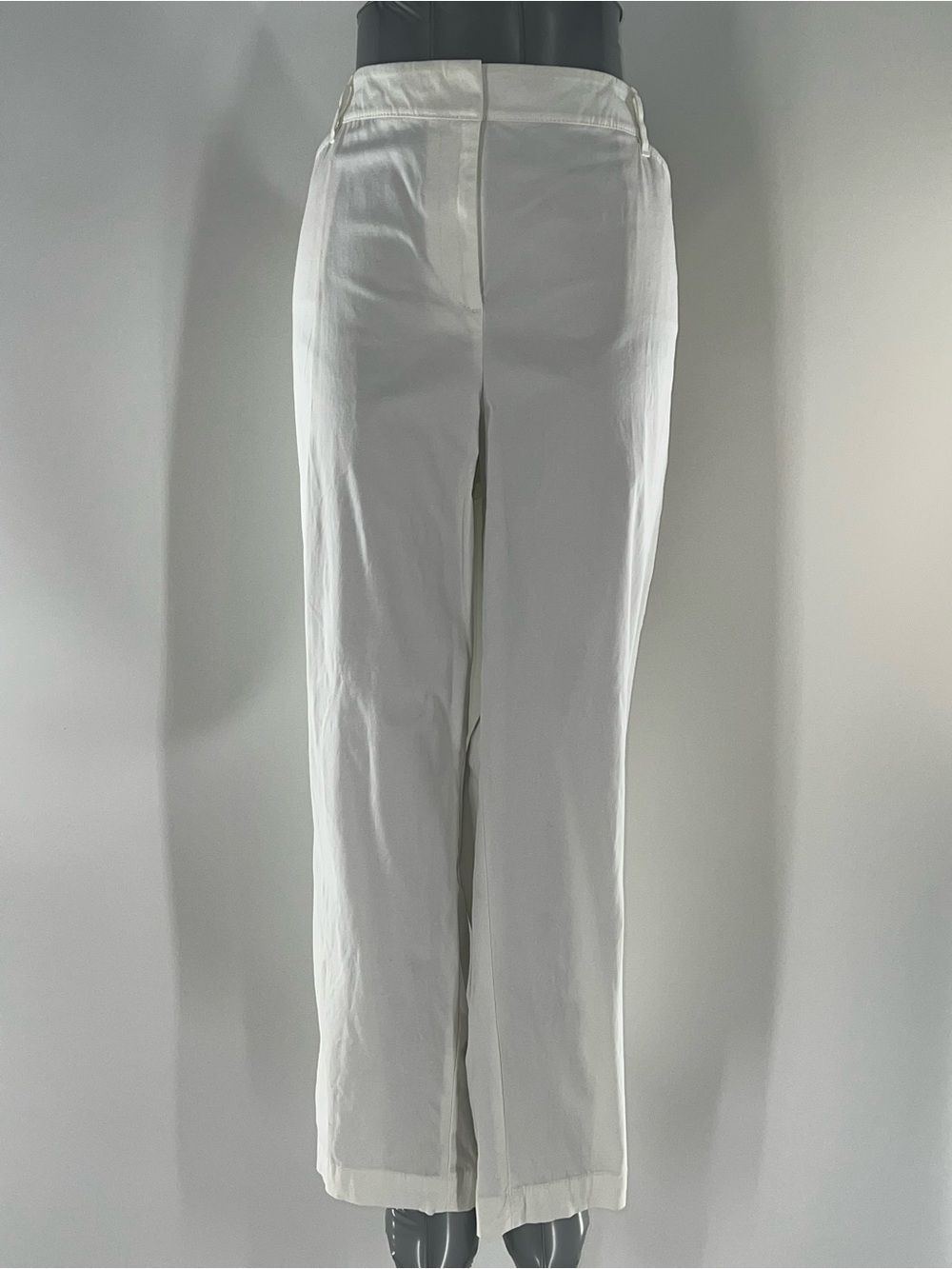 Talbots White Perfect Crop Pants w/Pockets Vented Hem w/Button Accent-Size 16